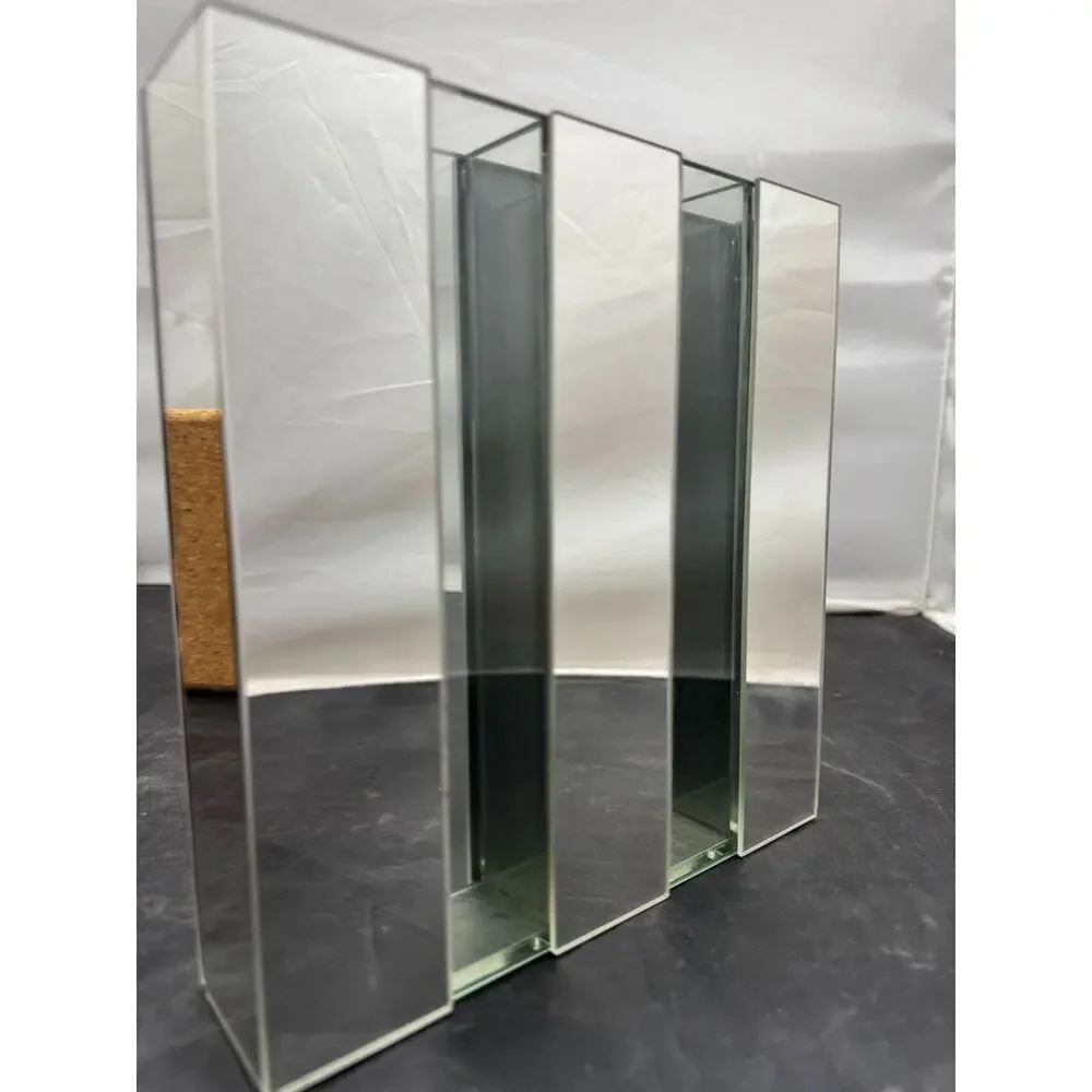 Torre & Tagus Mirrored Glass Geometric 5 Slot Floral Arranger Bud Flower Vase